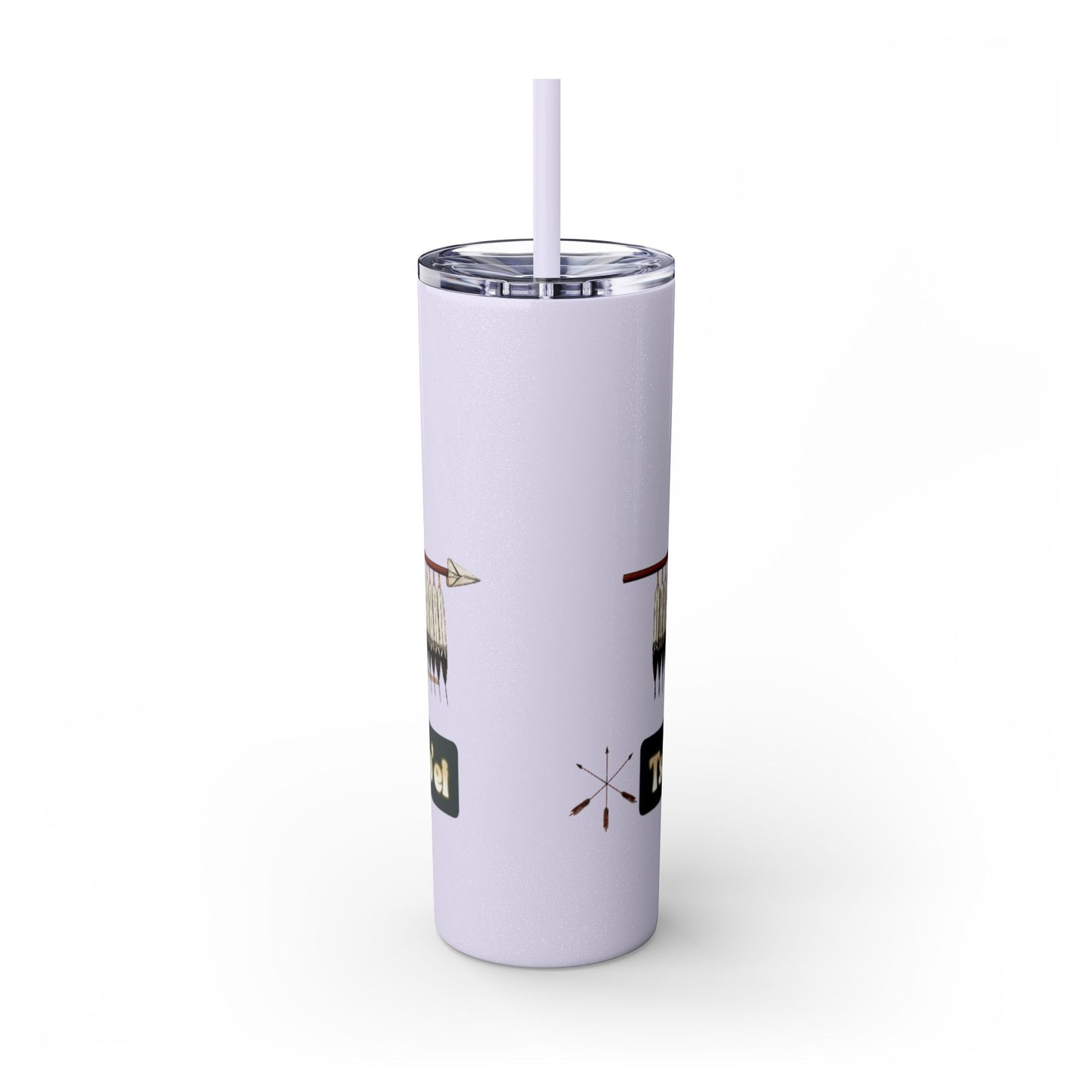 Cheyenne Arapaho 20oz Skinny Tumbler — Native American Shield & Arrows Design (Tsistsistas - Hinono'eitiit)