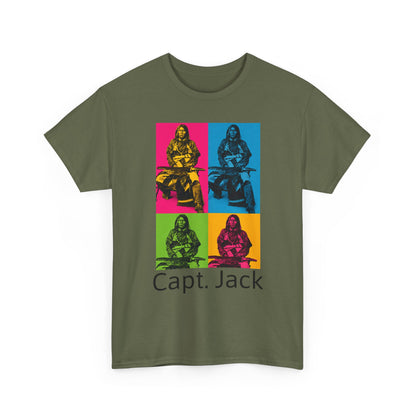 T-Shirt — Capt. Jack Pop-Art Portrait Tee with Arrow Back Print