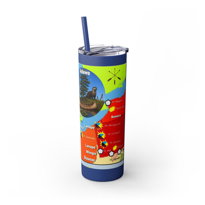 Pontiac Native Nations Map Skinny Tumbler — 20oz Travel Cup with Straw
