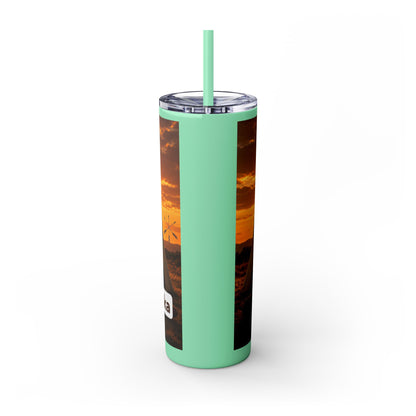 Ponca Sunset Teepee Skinny Tumbler — 20oz Insulated Straw Cup