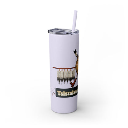 Cheyenne Arapaho 20oz Skinny Tumbler — Native American Shield & Arrows Design (Tsistsistas - Hinono'eitiit)