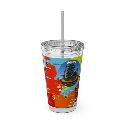 Pontiac Indigenous Nations Map Tumbler — 16oz Sunsplash Straw Cup