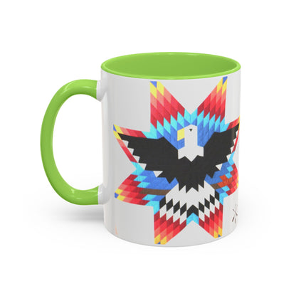 Onci  Eagle Star Ceramic Mug — Colorful Geometric Native-Inspired Coffee Cup (11oz, 15oz)