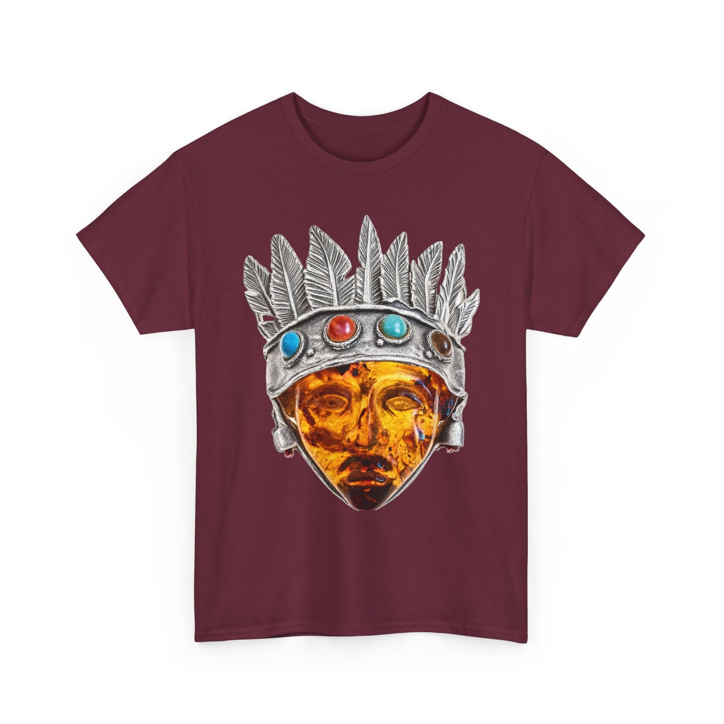 Tribal Crown Mask Tee — Vintage Gemstone Headdress Graphic T-Shirt