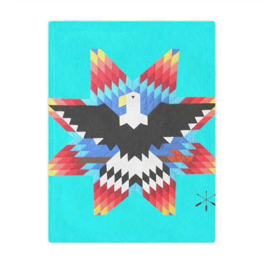 Turquoise Native Star Eagle Minky Blanket — Southwestern Geometric Throw