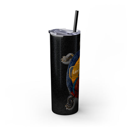 Delaware West Turtle Skinny Tumbler 20oz — Colorful Sea Turtle Travel Cup with Straw