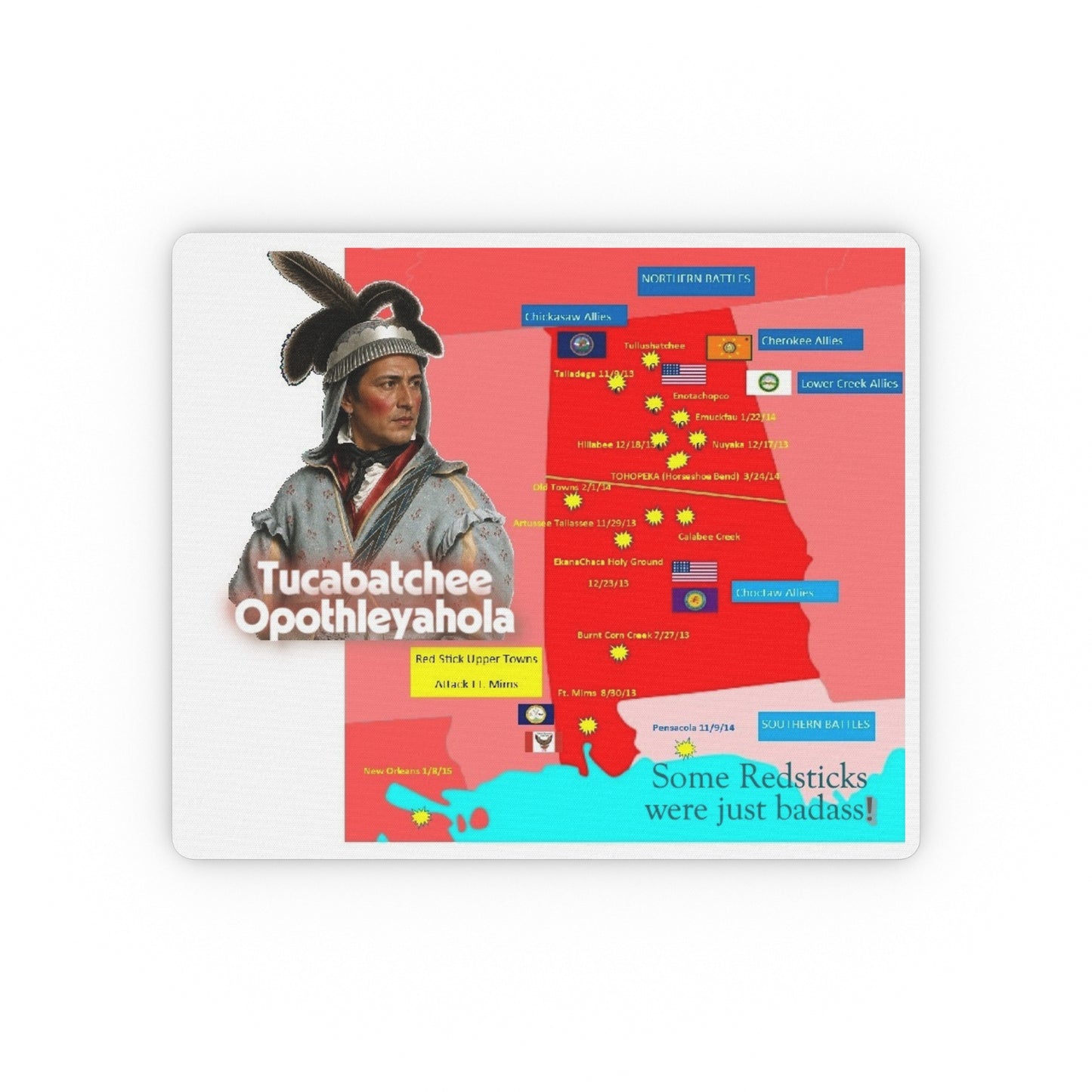 Tucabatchee Opothleyahola Alabama History Map Mouse Pad