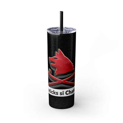 Pawnee Skinny Tumbler — Red Wolf Logo 20oz Insulated Tumbler with Straw