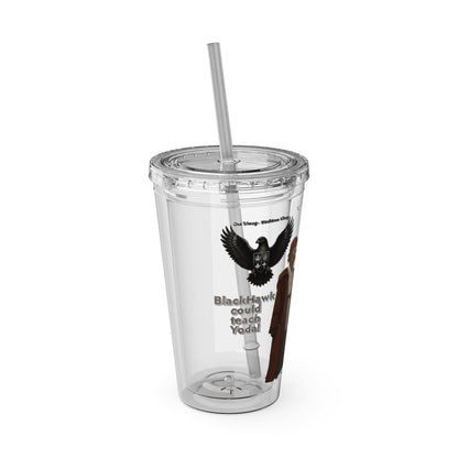 Blackhawk 16oz Tumbler with Straw — Illustrated Map & Raven Design