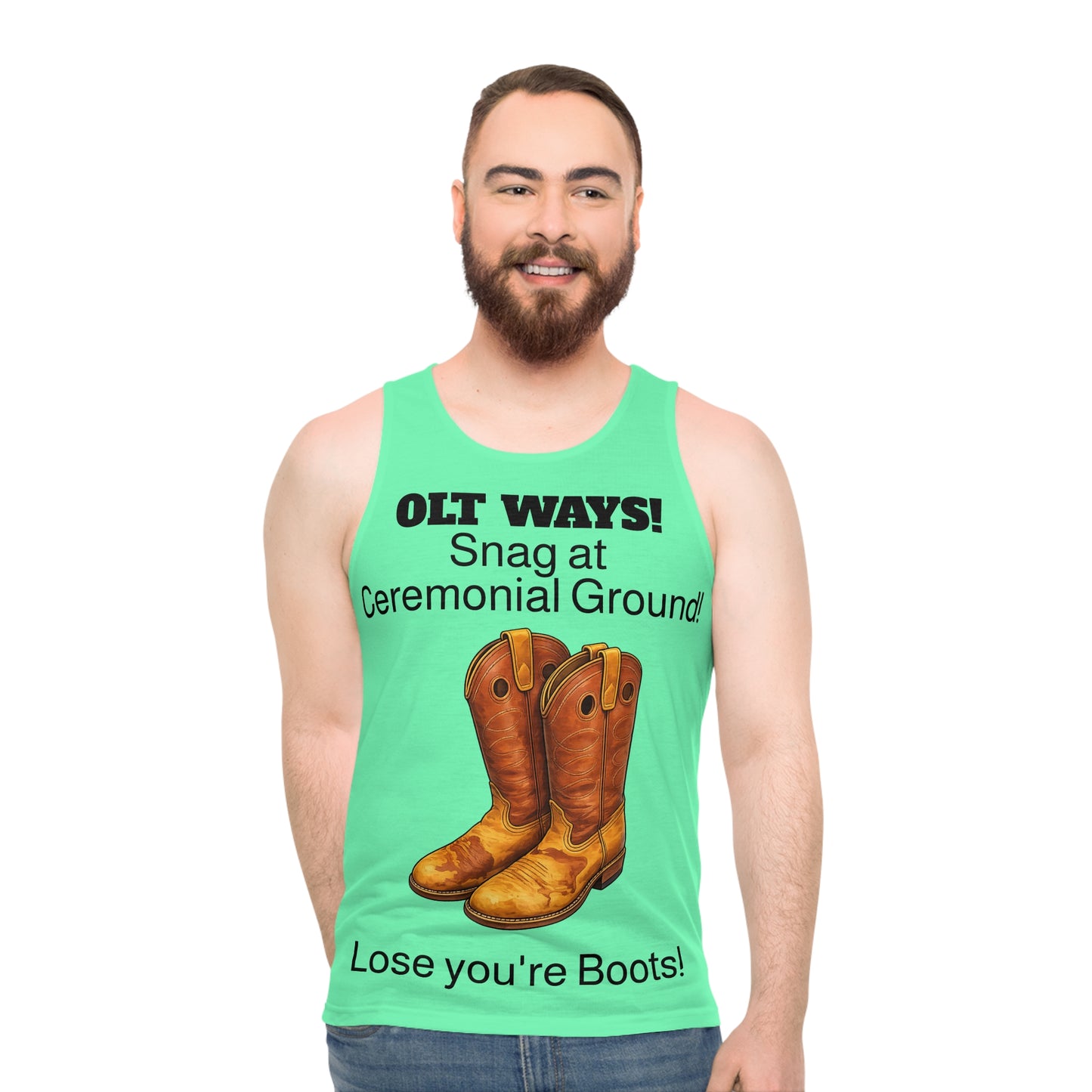 Cowboy Boots Graphic Tank Top – “Lost Your Boots!” Western Humor Tank