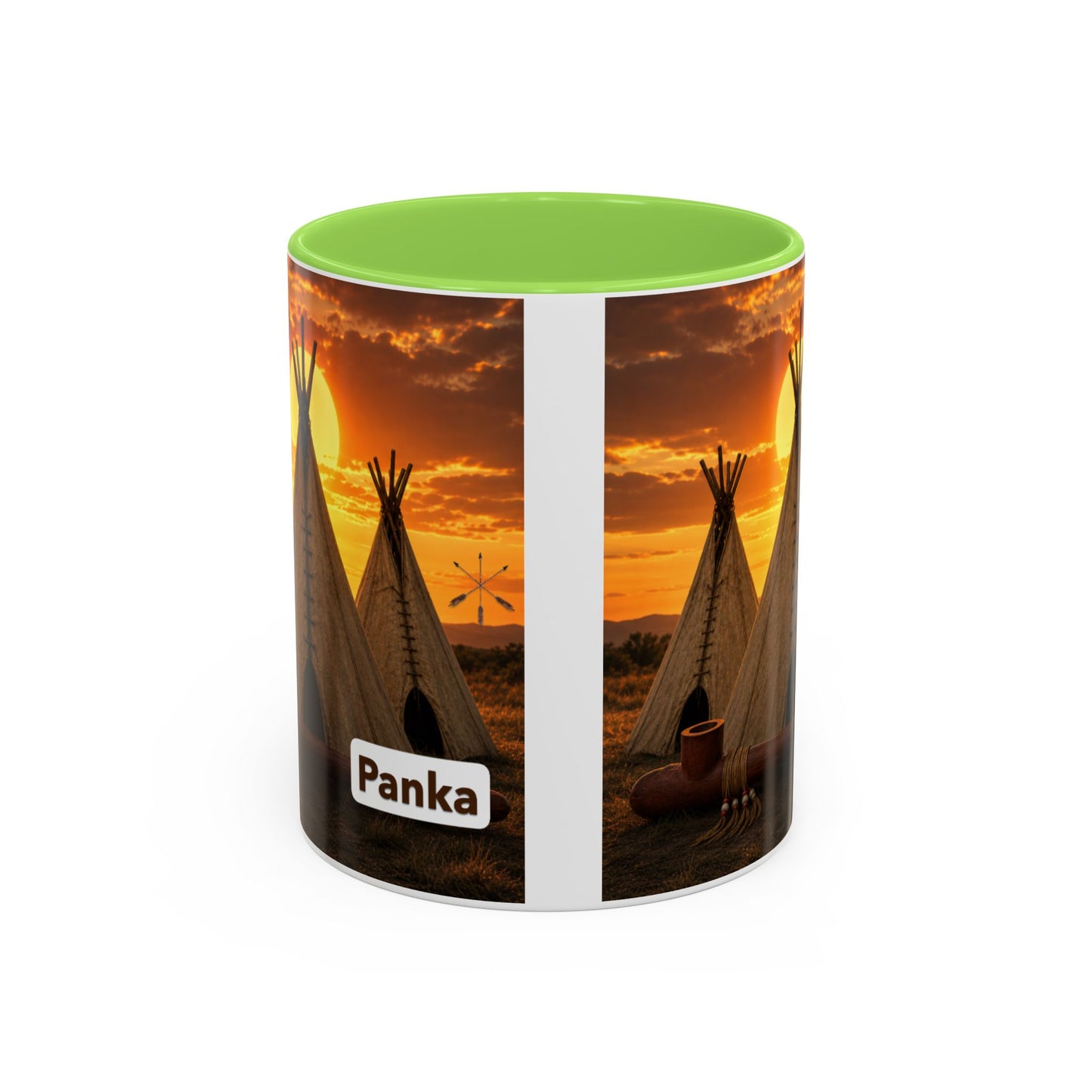 Ponca Teepee Sunset Coffee Mug – Personalized 'Panka' Rustic Camping Ceramic Mug
