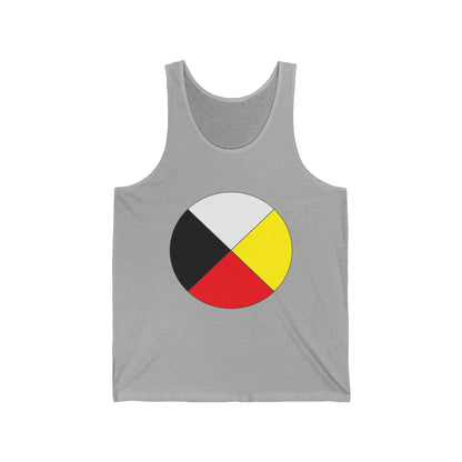 Native Medicine Wheel Tank Top — Four Directions Circle Design with Crossed Arrows
