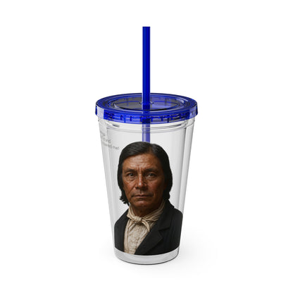 Chitto Harjo 16oz Portrait Tumbler with Straw — Historical Figure Illustration