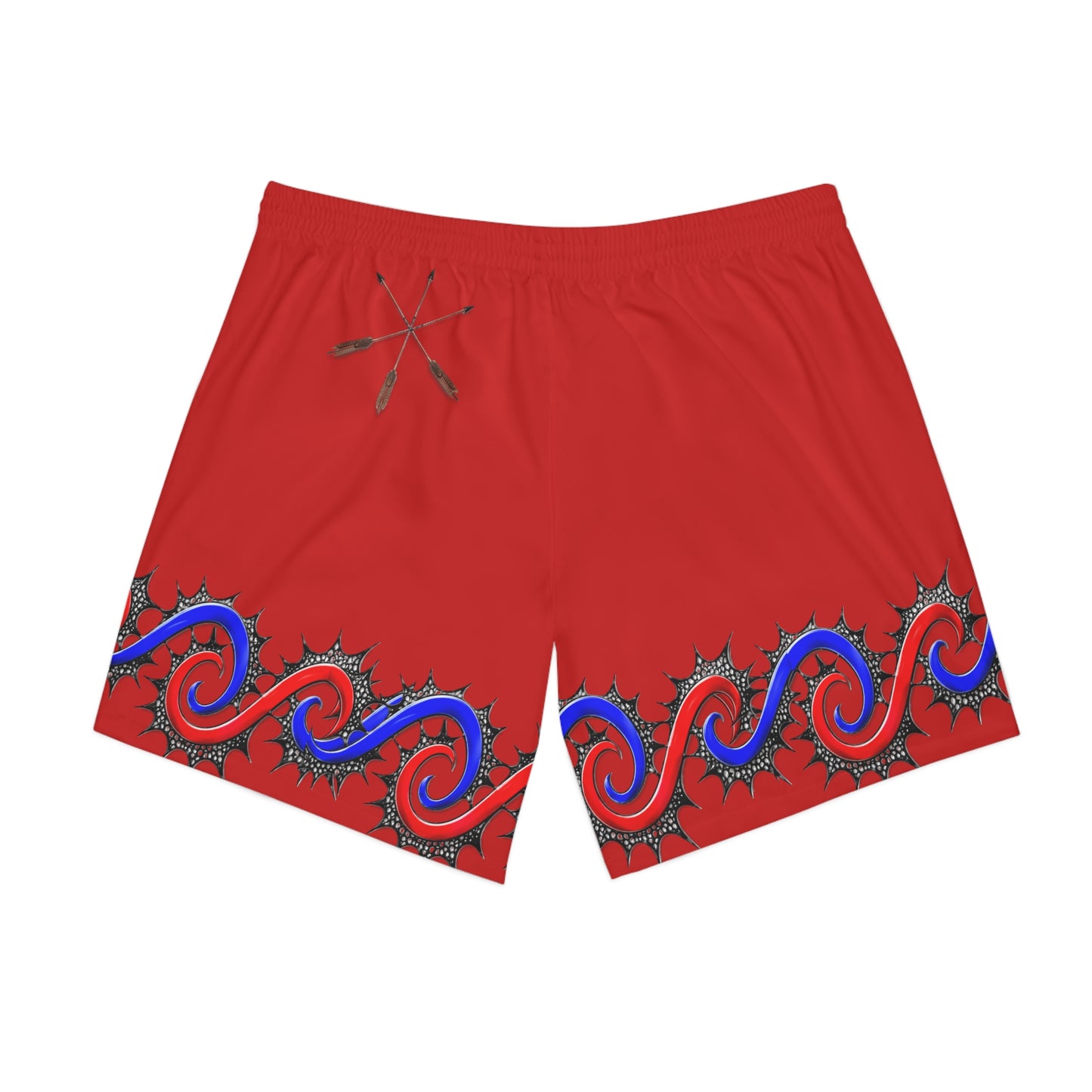 Water Men's Red Surf Wave Beach Shorts — Nautical Paddle Graphic