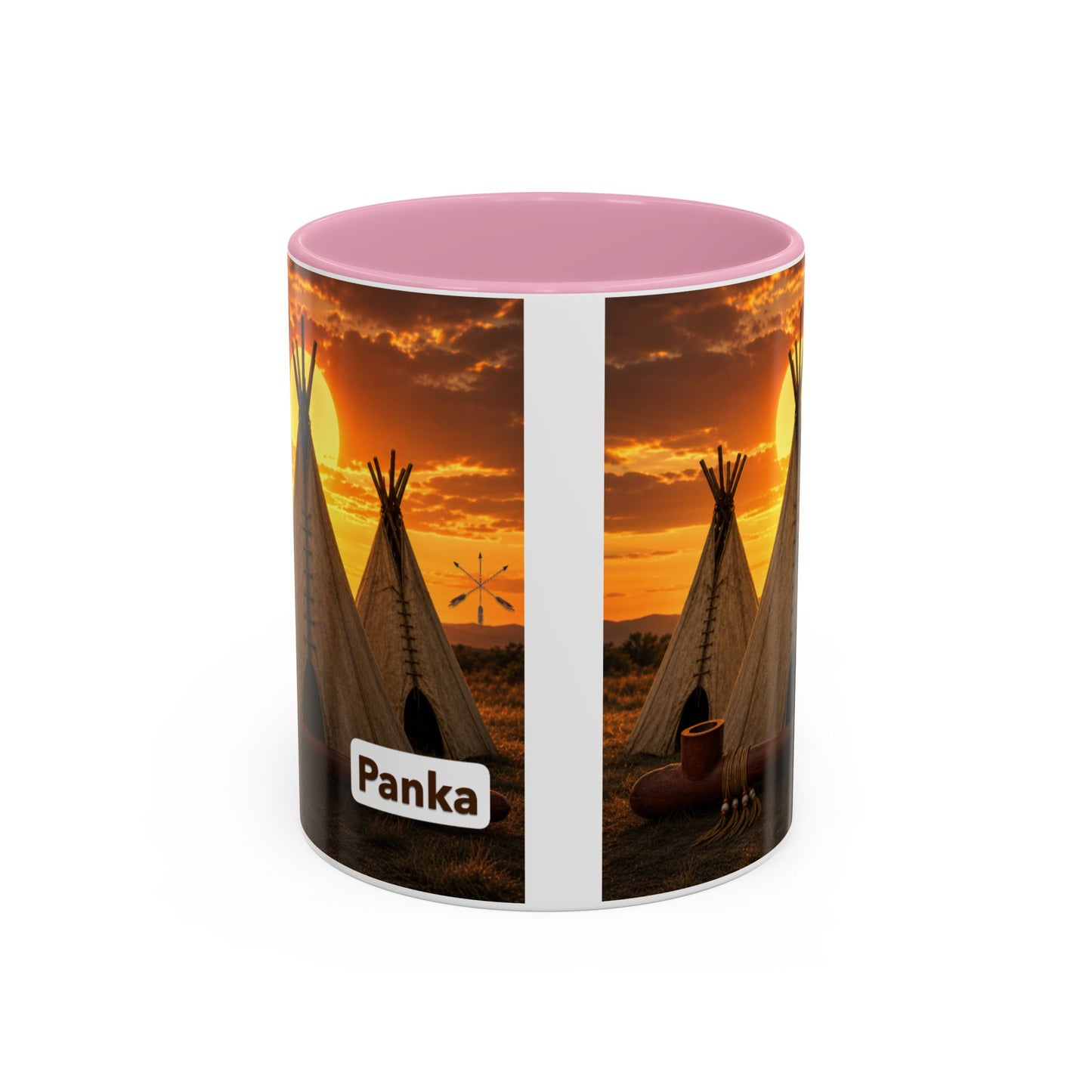 Ponca Teepee Sunset Coffee Mug – Personalized 'Panka' Rustic Camping Ceramic Mug