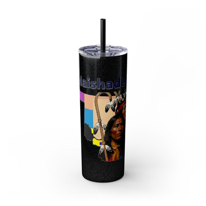 Apache 20oz Skinny Tumbler with Straw — Colorful Retro Design "Naishade"