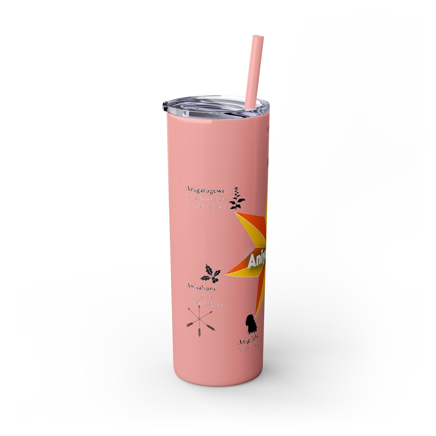 Cherokee 20oz Skinny Tumbler - Aniyunwiya Star Design with Straw