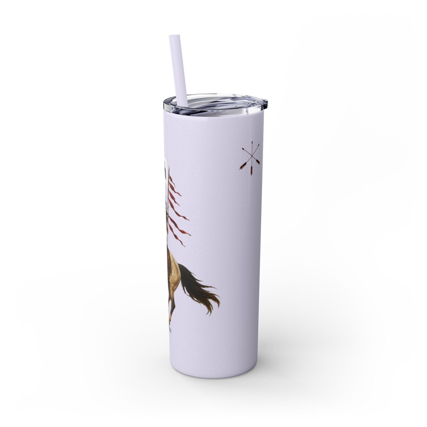 Comanche Numunah Warrior Horse 20oz Skinny Tumbler with Straw — Native American Inspired Travel Cup