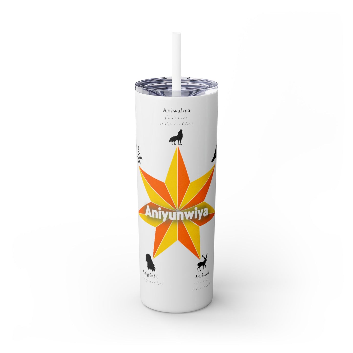 Cherokee 20oz Skinny Tumbler - Aniyunwiya Star Design with Straw
