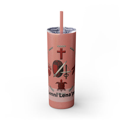 Delaware East Personalized 20oz Skinny Tumbler with Straw — Custom Name Tribal Crest Design