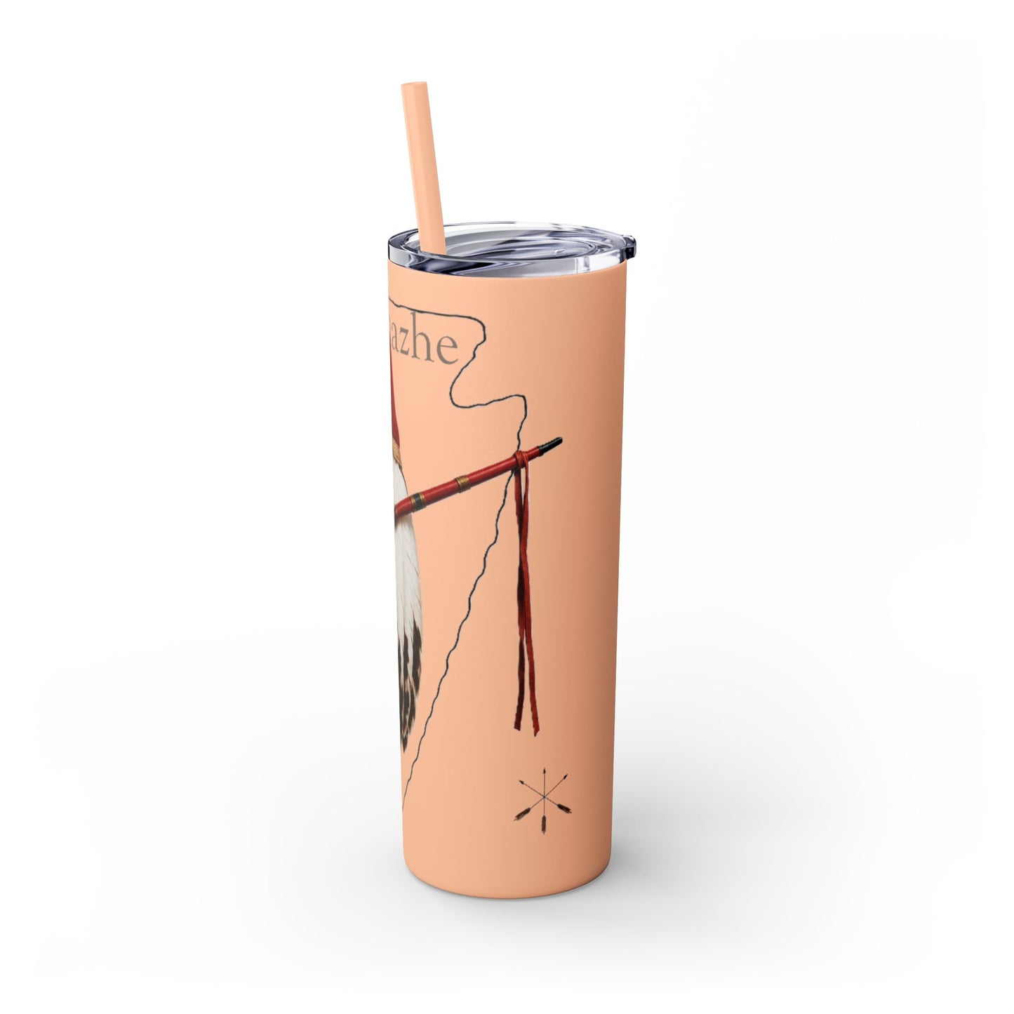 Osage Skinny Tumbler — Native Feather & Pipe Design 20oz Straw Cup