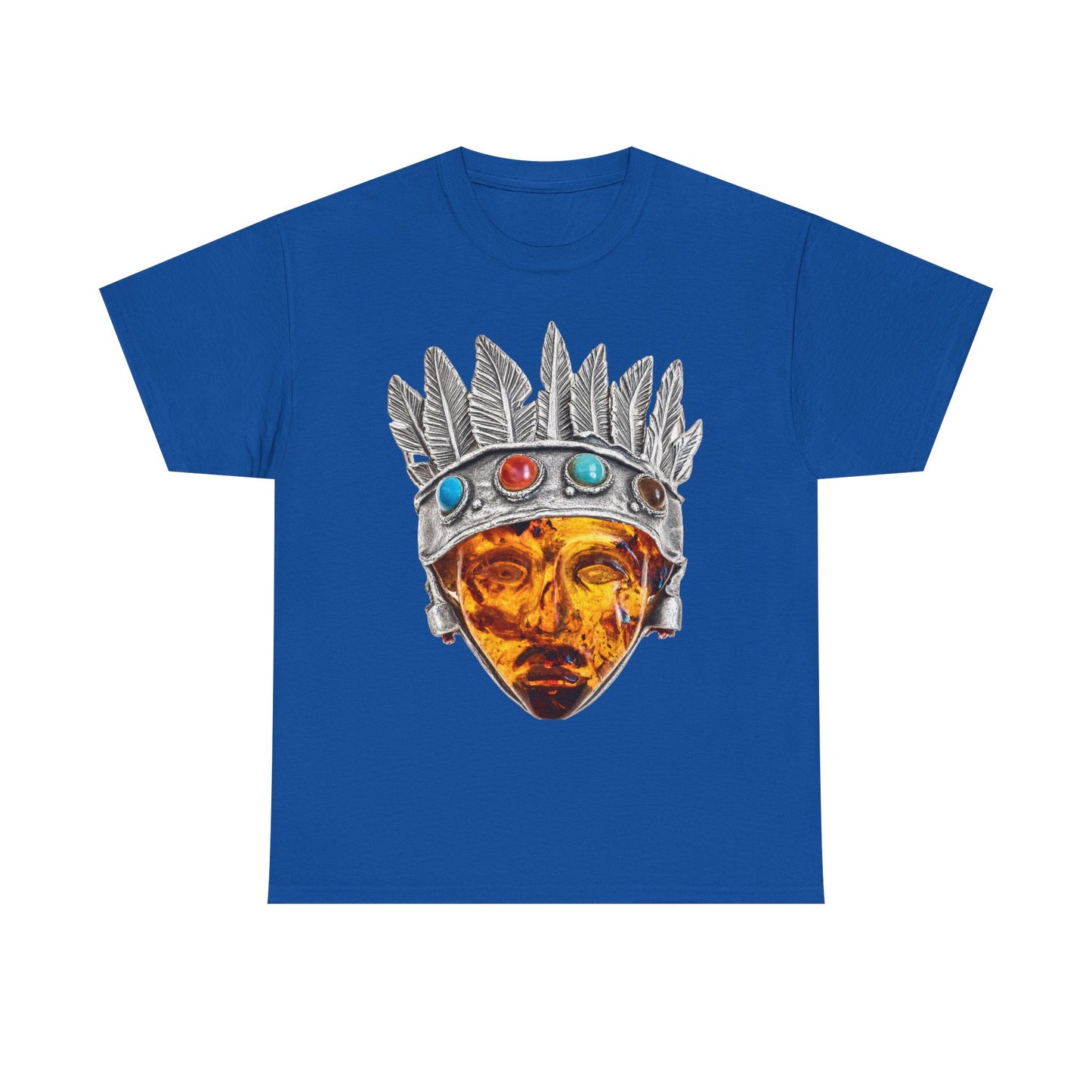 Tribal Crown Mask Tee — Vintage Gemstone Headdress Graphic T-Shirt