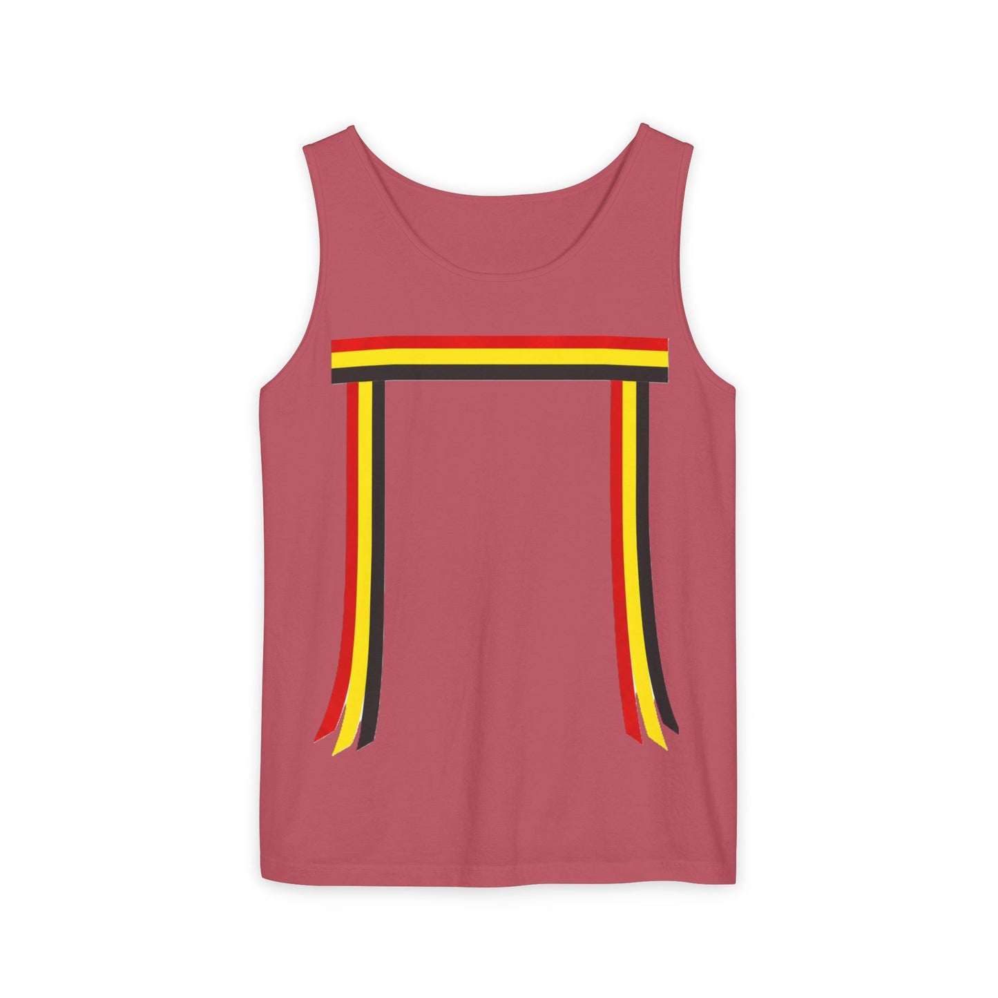 Ribbon shirt inspired Tank Top — Red Black Gold Striped Graphic Tank
