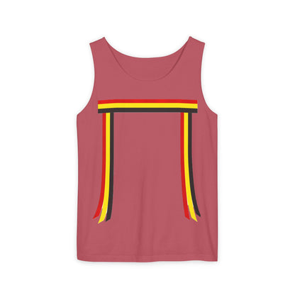 Ribbon shirt inspired Tank Top — Red Black Gold Striped Graphic Tank