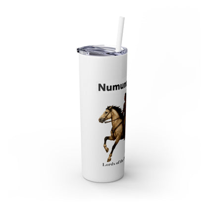 Comanche Numunah Warrior Horse 20oz Skinny Tumbler with Straw — Native American Inspired Travel Cup