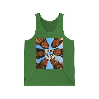 Custer FAFO Graphic Tank Top — 'Custer the Original FAFO' Retro Photo & Arrow Club Design