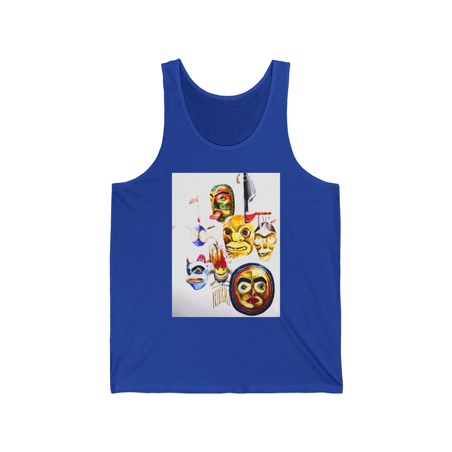 Native Mask & Arrow Tank Top — Tribal Mask Art Graphic Tank