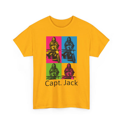 T-Shirt — Capt. Jack Pop-Art Portrait Tee with Arrow Back Print
