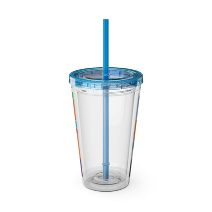Sunsplash 16oz Tumbler with Straw — 'Half-Pint Illegally on Osage Rez' Graphic