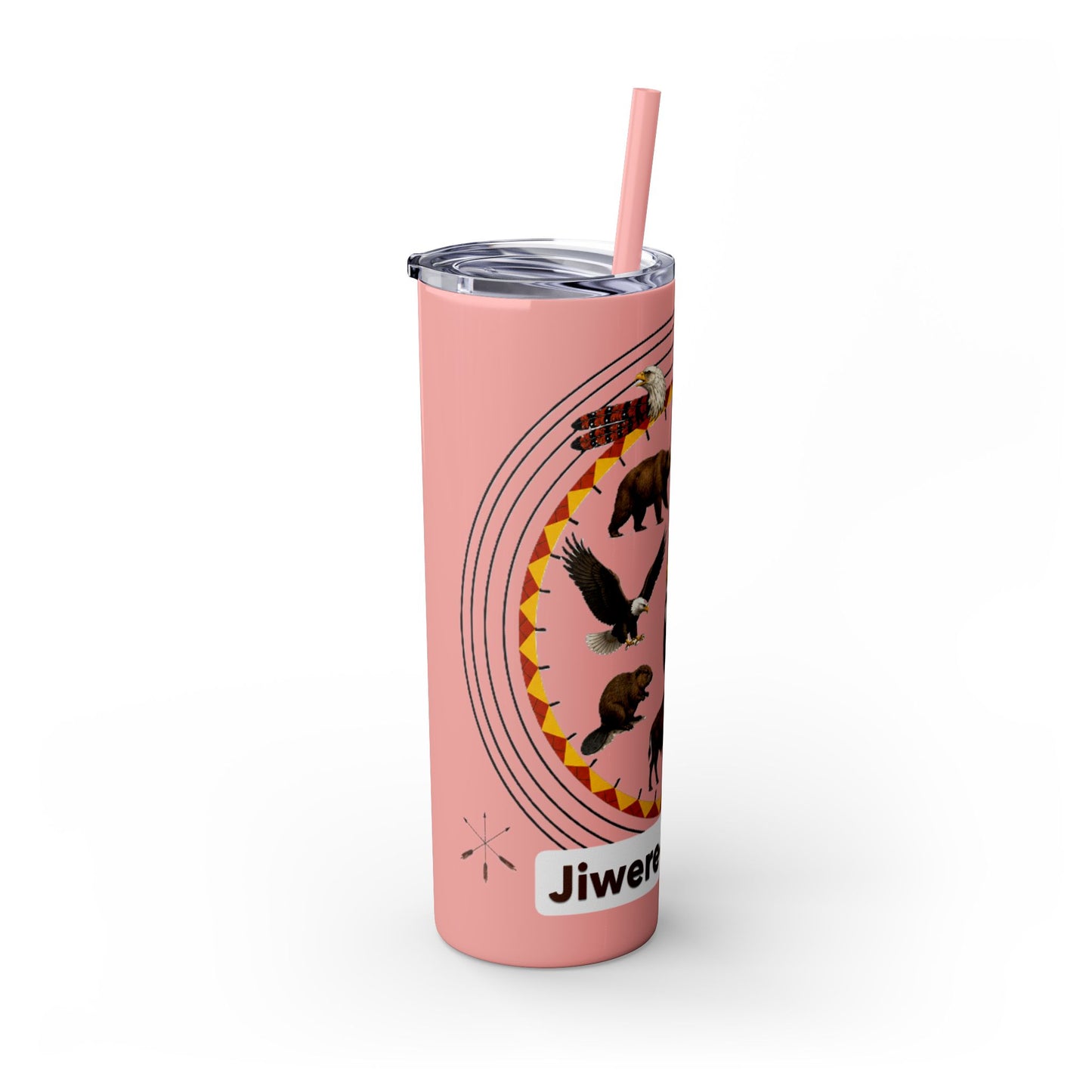 Otoe Missouria Native Animal Medicine Wheel 20oz Skinny Tumbler with Straw