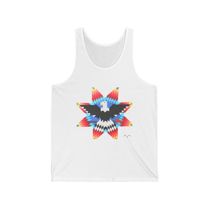 Native-Inspired Eagle Star Tank Top — Geometric Tribal Arrow Back Graphic