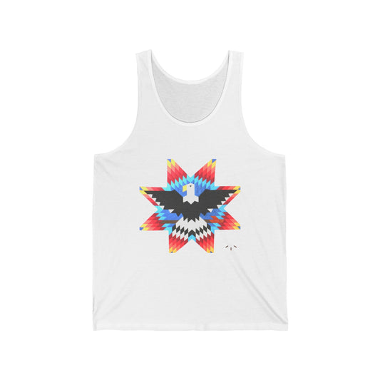 Native-Inspired Eagle Star Tank Top — Geometric Tribal Arrow Back Graphic