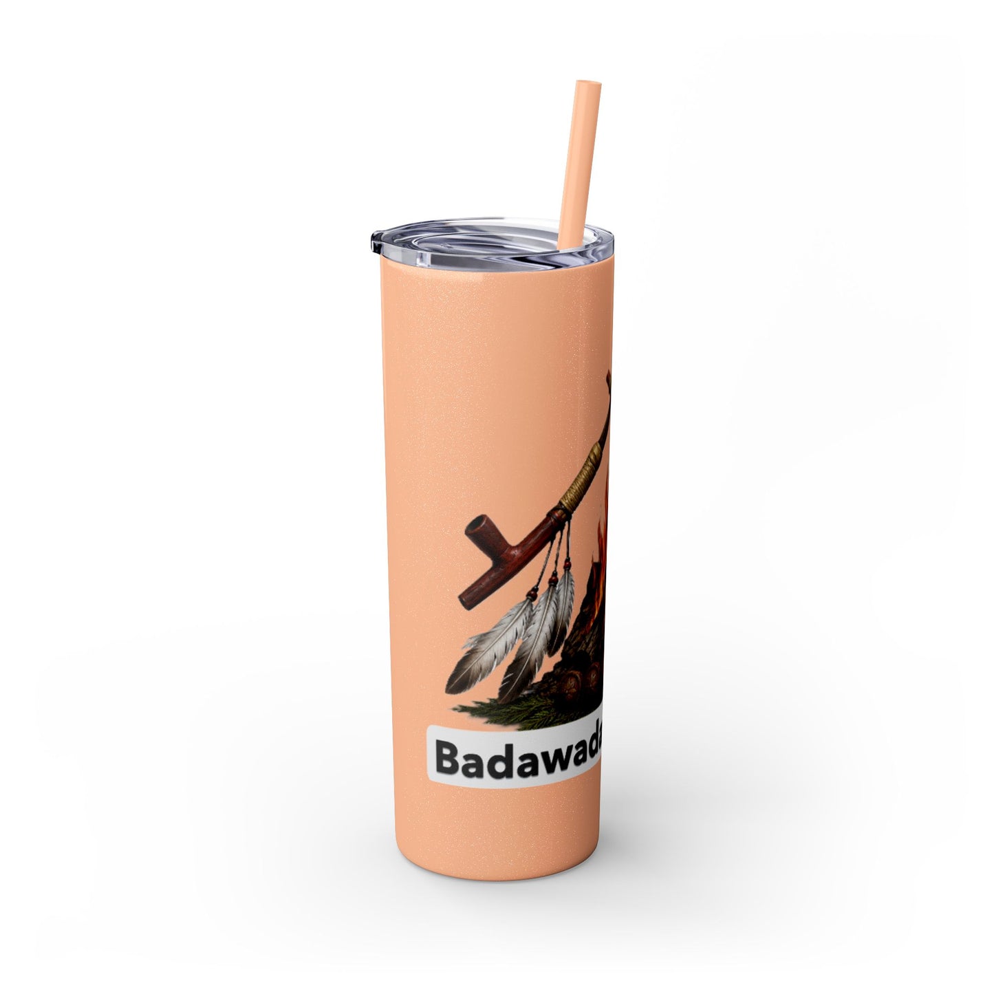 Pottawatomie Campfire Badge Skinny Tumbler 20oz — Badawadame Nation Design