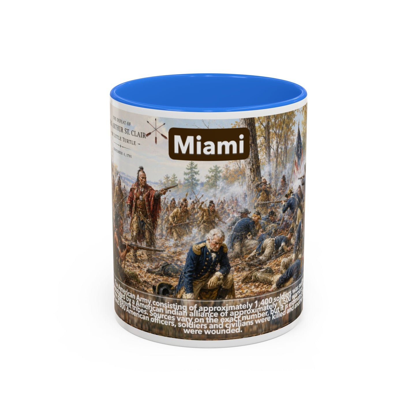 Miami History Battle Scene Mug — Military Vintage Illustration Coffee Cup (11oz/15oz)