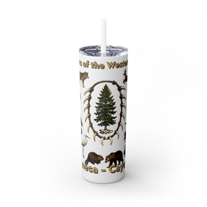 Seneca Cayuga Skinny Tumbler with Straw, 20oz