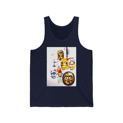 Native Mask & Arrow Tank Top — Tribal Mask Art Graphic Tank