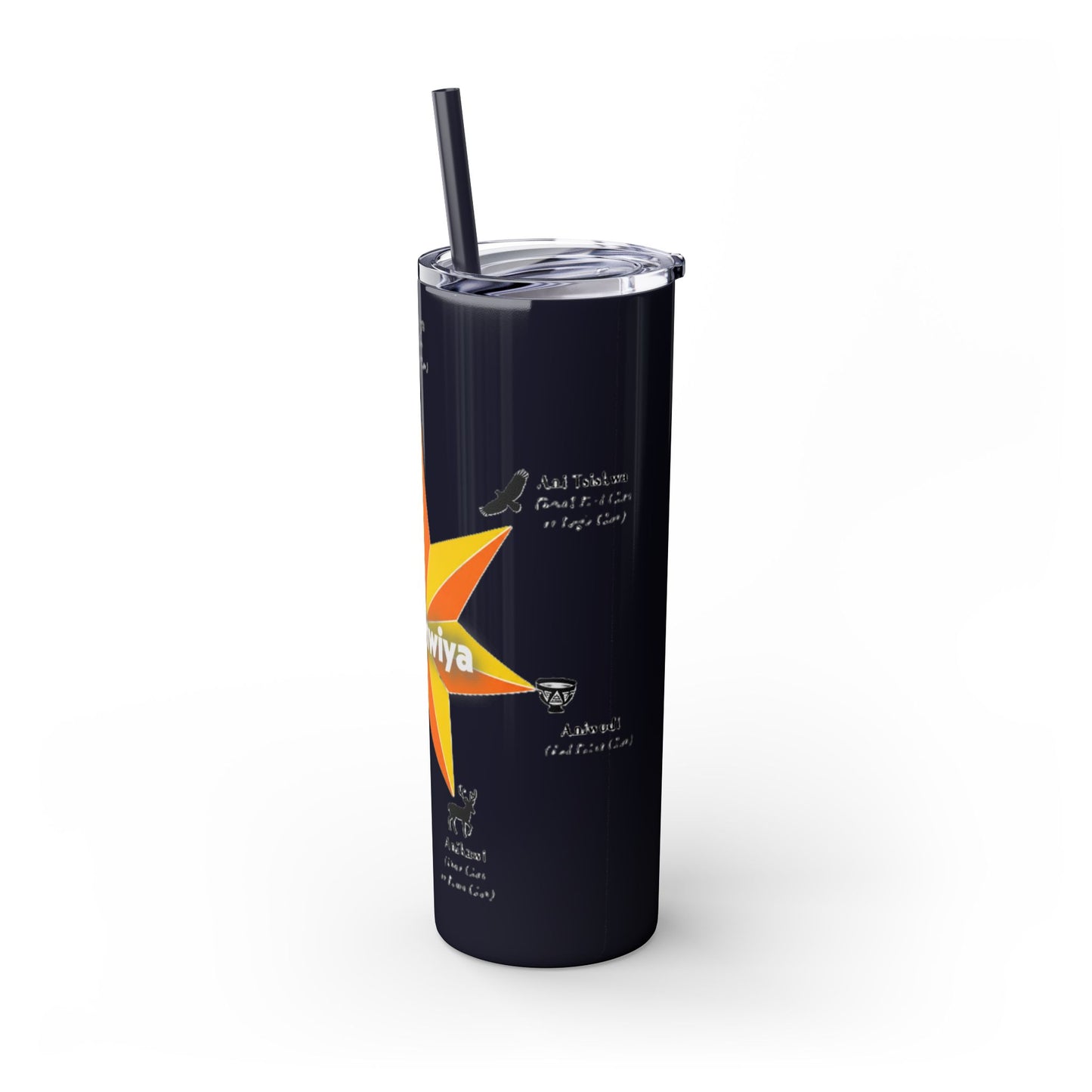 Cherokee 20oz Skinny Tumbler - Aniyunwiya Star Design with Straw