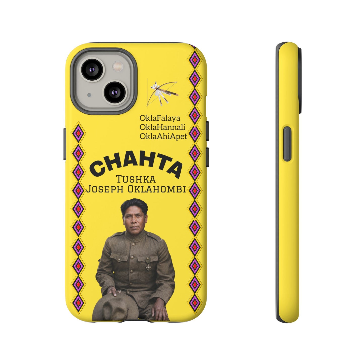 Chahta Tushka Joseph Oklahombi Yellow Phone Case — Native American Tribute Protective Cover