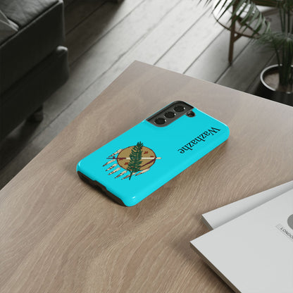 Osage Phone Case — Wazhahze Tribal Shield Design (Native Feather & Tomahawk)