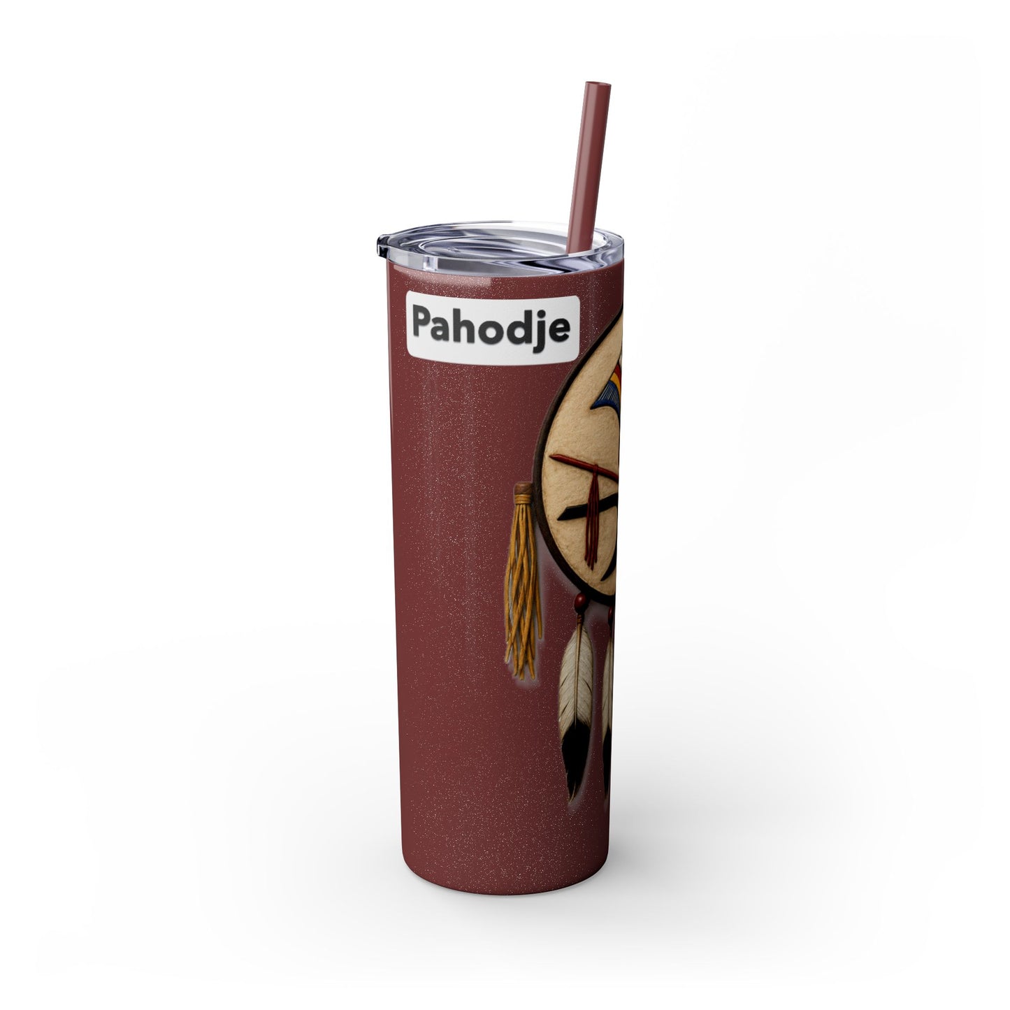 Iowa 20oz Skinny Tumbler with Native Dreamcatcher Design - 'Pahodje' Travel Straw Cup