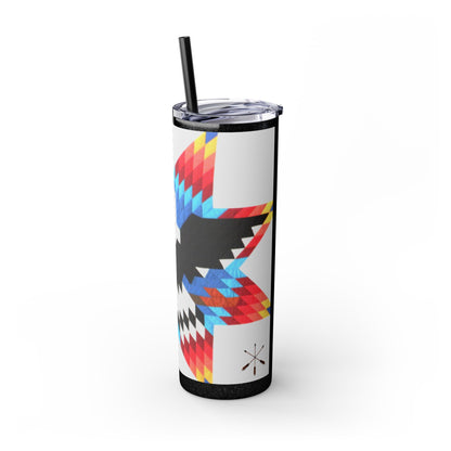 Onci 20oz Skinny Tumbler - Geometric Thunderbird Design, Insulated Travel Cup with Straw