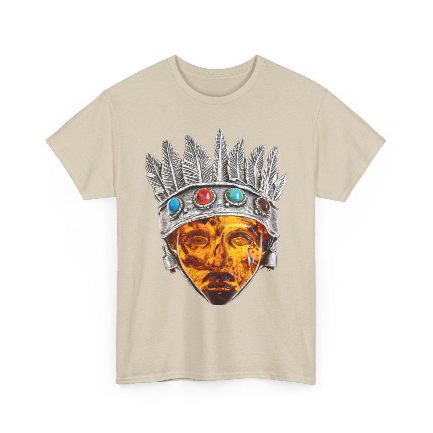 Tribal Crown Mask Tee — Vintage Gemstone Headdress Graphic T-Shirt