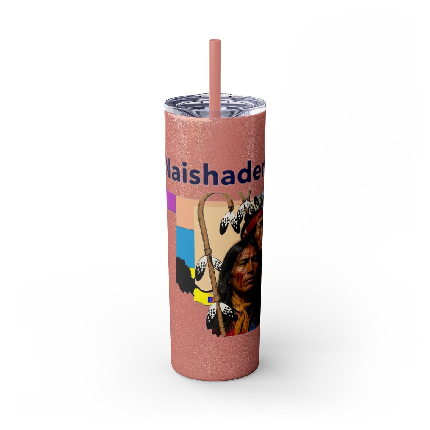 Apache 20oz Skinny Tumbler with Straw — Colorful Retro Design "Naishade"
