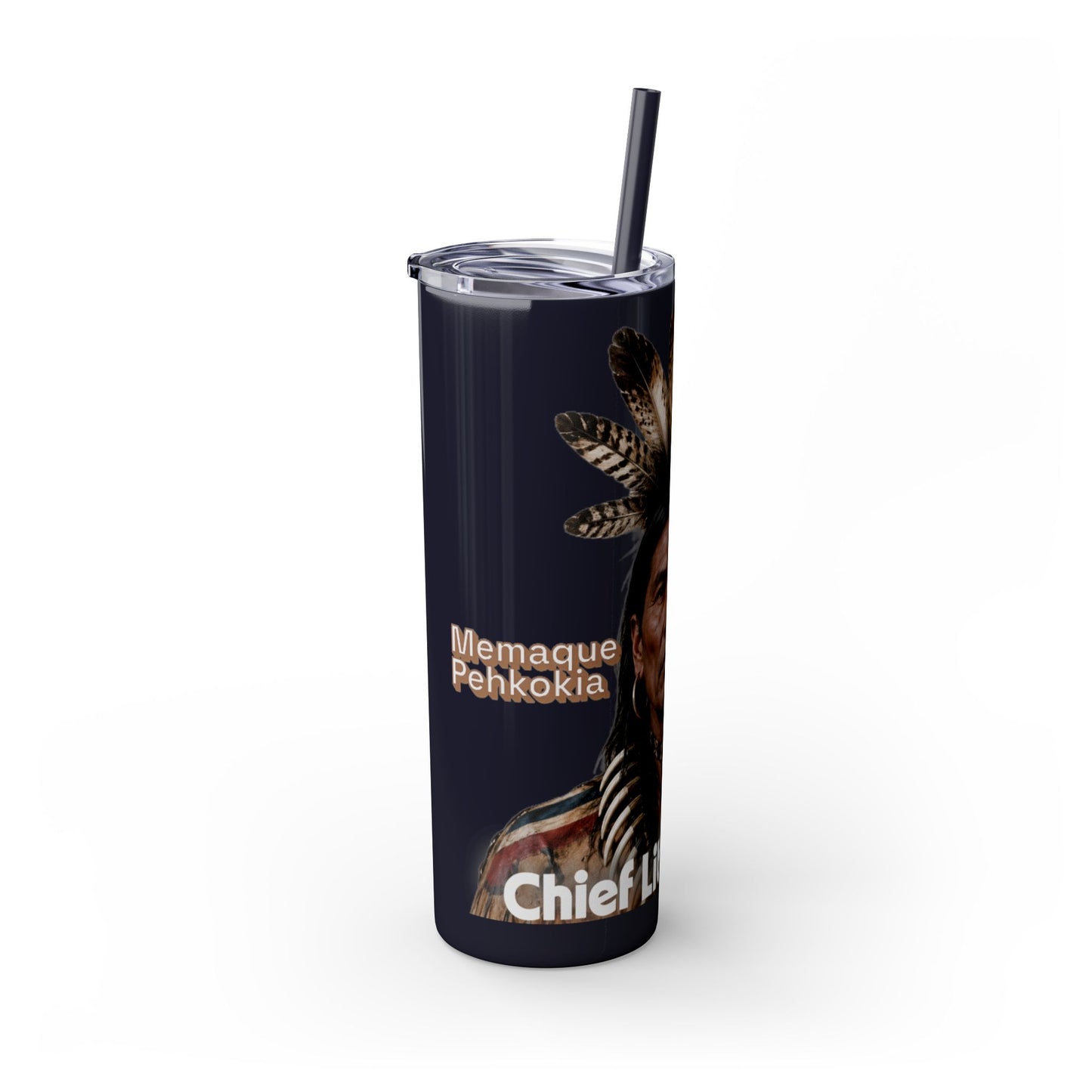 Miami 20oz Skinny Tumbler with Straw — Native Chief Portrait Travel Cup