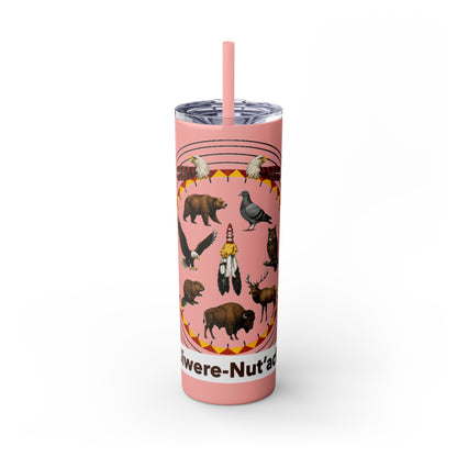 Otoe Missouria Native Animal Medicine Wheel 20oz Skinny Tumbler with Straw