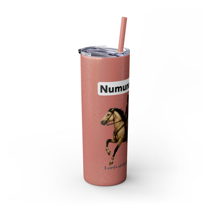 Comanche Numunah Warrior Horse 20oz Skinny Tumbler with Straw — Native American Inspired Travel Cup